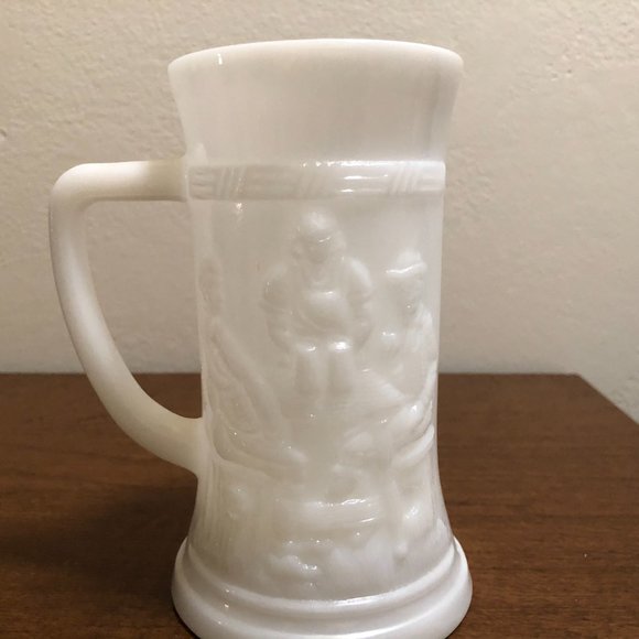 FEDERAL MILK GLASS 10 OZ.` BLACK ROYAL NORFOLK   GREEN  TANKARD STEIN MUG - Picture 3 of 14